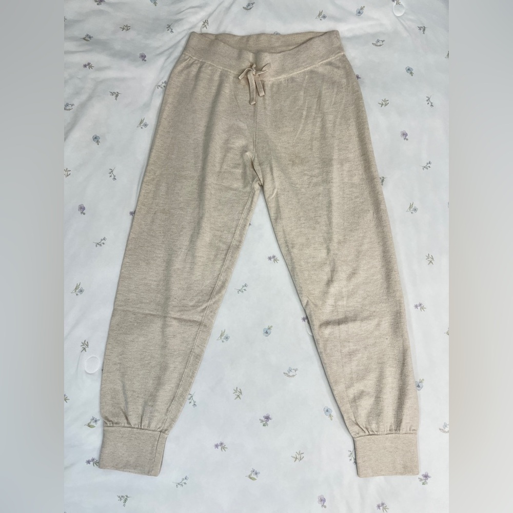 Banana Republic Cream Track Pants with Elastic Waistband